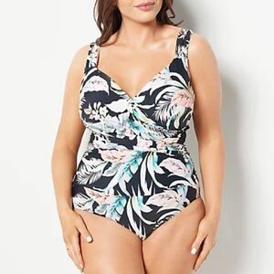 Jantzen Print Surplice Maillot One- Piece Swimsuit
